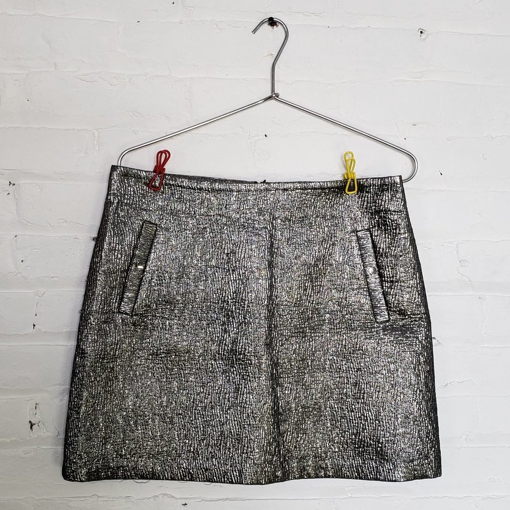 Super Fun Textured Silver Metallic Party Mini Skirt